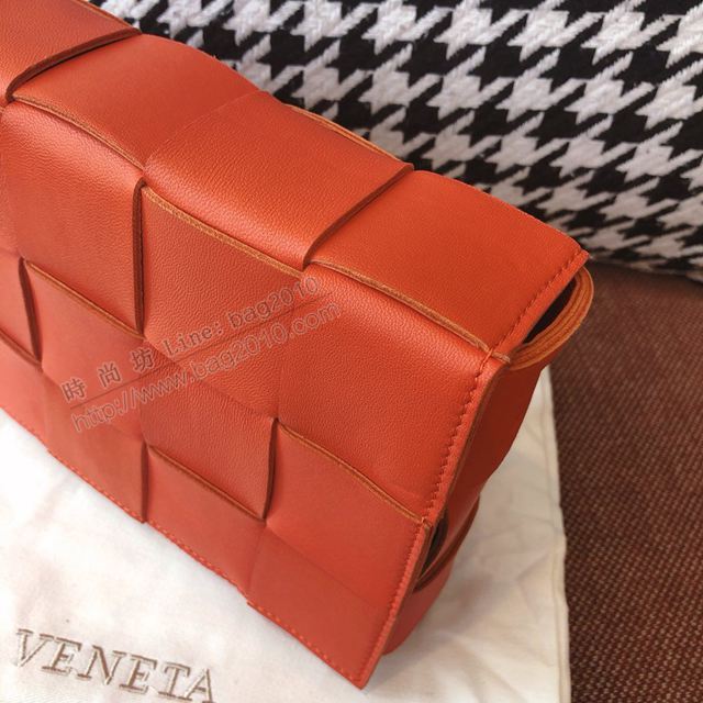 Bottega Veneta女包 寶緹嘉19新款 編織郵差女包 BV肩背包 橙色  gxz1054
